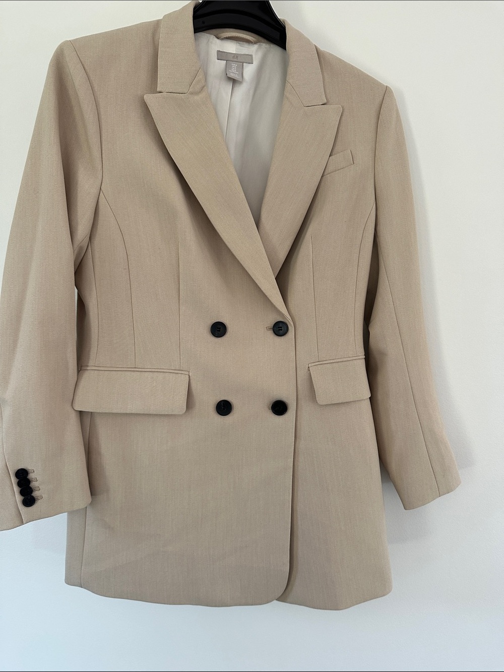 H&M Beige Double-Breasted Blazer